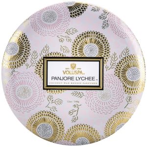 Voluspa 3-Wick Candle Decorative Tin Panjore Lychee 340g