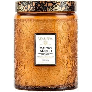 Voluspa Large Embossed Glass Jar Baltic Amber 510g