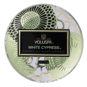Voluspa Mini Decorative Tin Candle White Cypress 113g